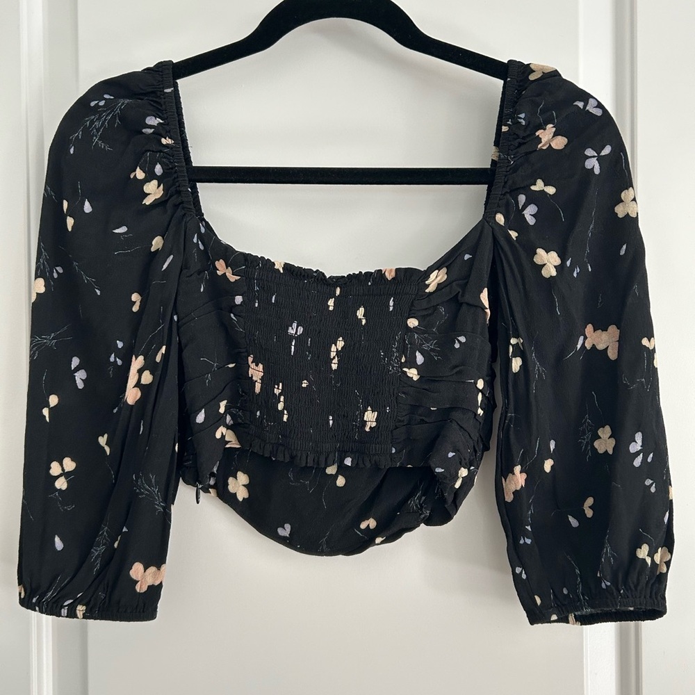 Aritzia Wilfred Lolita Floral Black Blouse - Picture 6 of 6